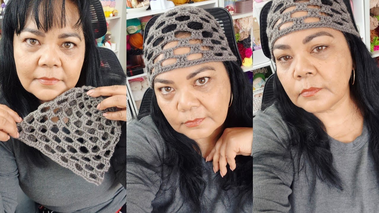 Gorro en una hora tipo mesh hat fácil de hacer #crochet #gorro #moda 