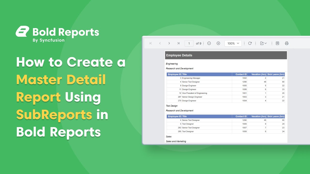 How to Create a Master-Detail Report Using the Subreport in Bold Reports