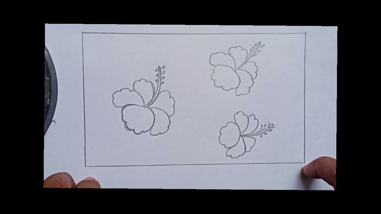 Hibiscus Flower Drawing Project / आयत में गुड़हल का फूल कैसे बनाएं / How To Draw Hibiscus Easy 