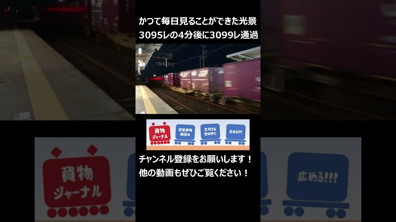 かつて毎日見ることができた光景　3095レの4分後に3099レ通過  #shorts #JR貨物 #貨物列車