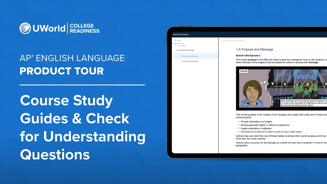UWorld’s Course for AP® English Language: Course Study Guides & Check for Understanding Questions