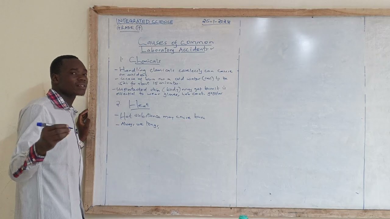 CAUSES OF COMMON LABORATORY ACCIDENTS  - (LESSON 6 JSS  GRADE 7 INTEGRATED SCIENCE TOPIC 1.)