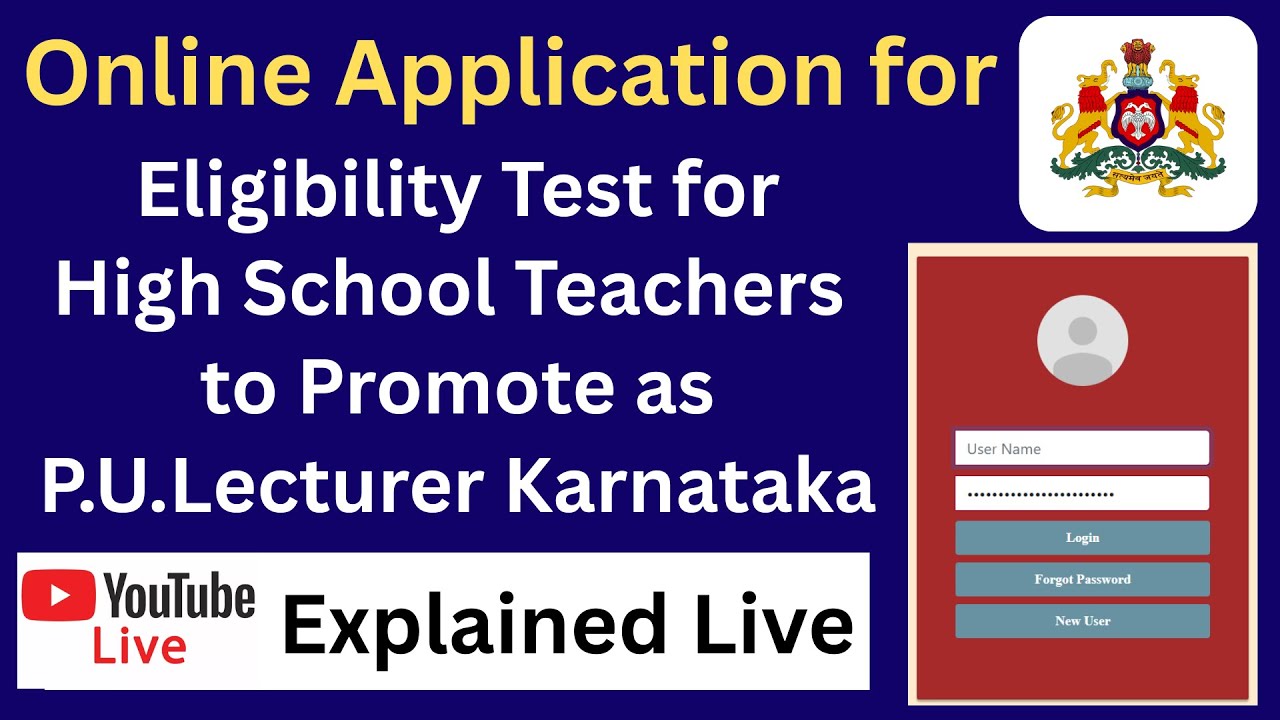 Online Application For Elegiblity test for Highschool teacher to PU college lecture promotion 2025