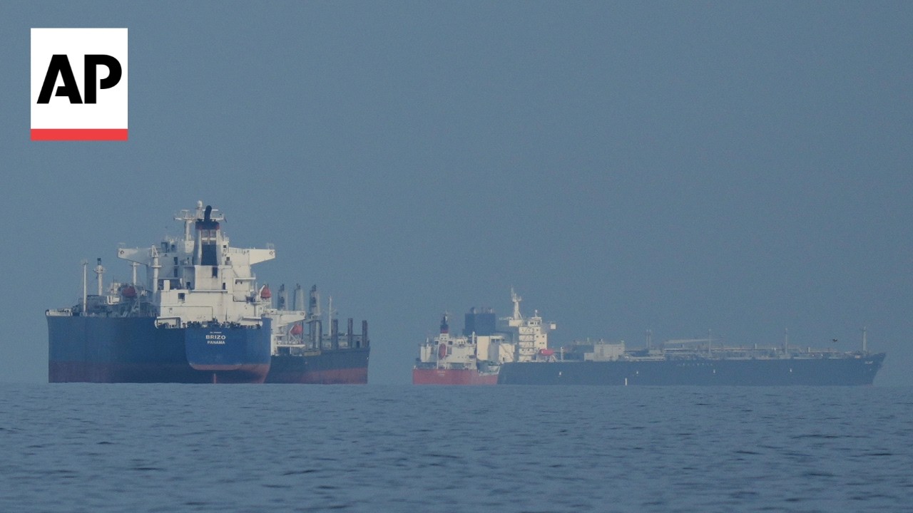 Shipping vessels line up as Iran disrupts traffic in Strait of Hormuz