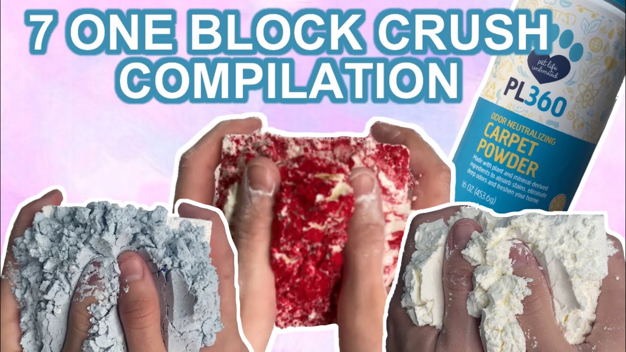 7 ONE BLOCK CRUSH COMPILATION | LOTS OF CORNSTARCH, CARPET POWDER