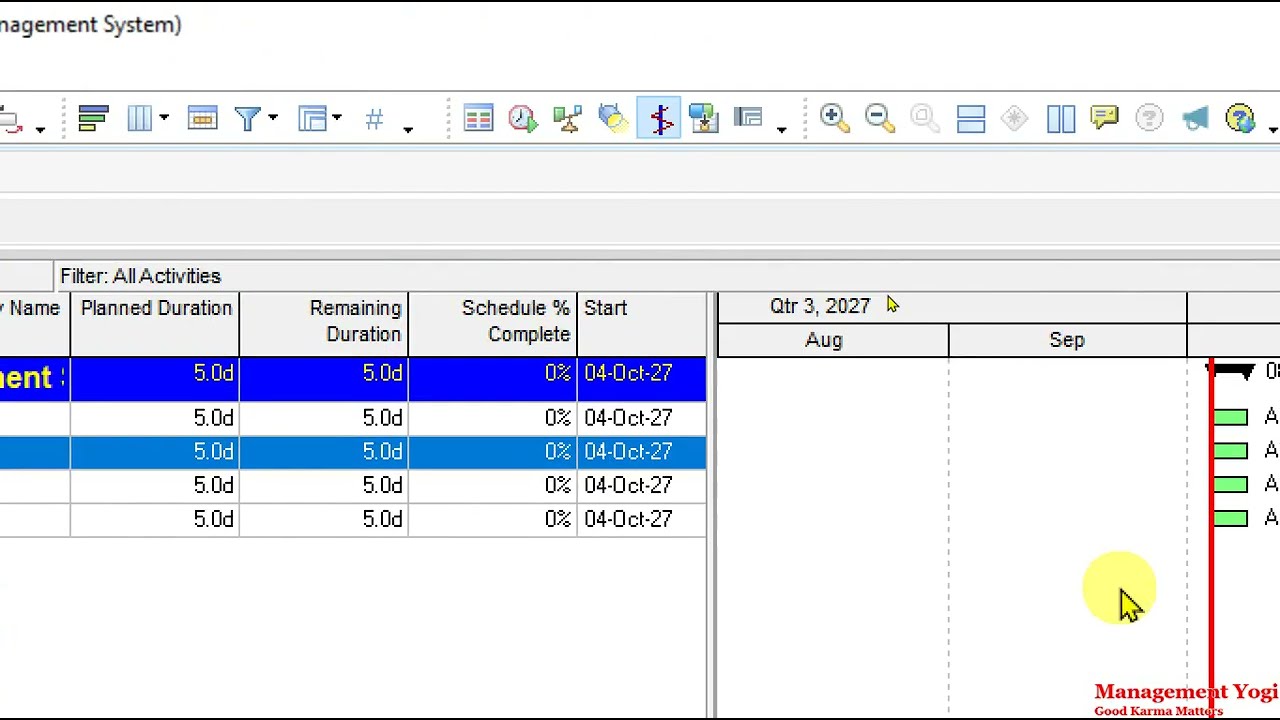 MANAGEMENT YOGI: Primavera P6 Pro (Lesson 2) - 2.11 Various P6 Toolbars (1)