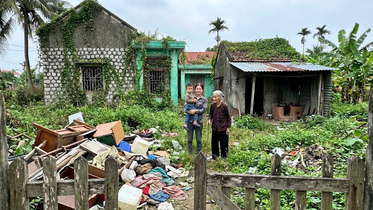 Huge pile of garbage in her house poses a danger to young children | Free cleanup help satisfying