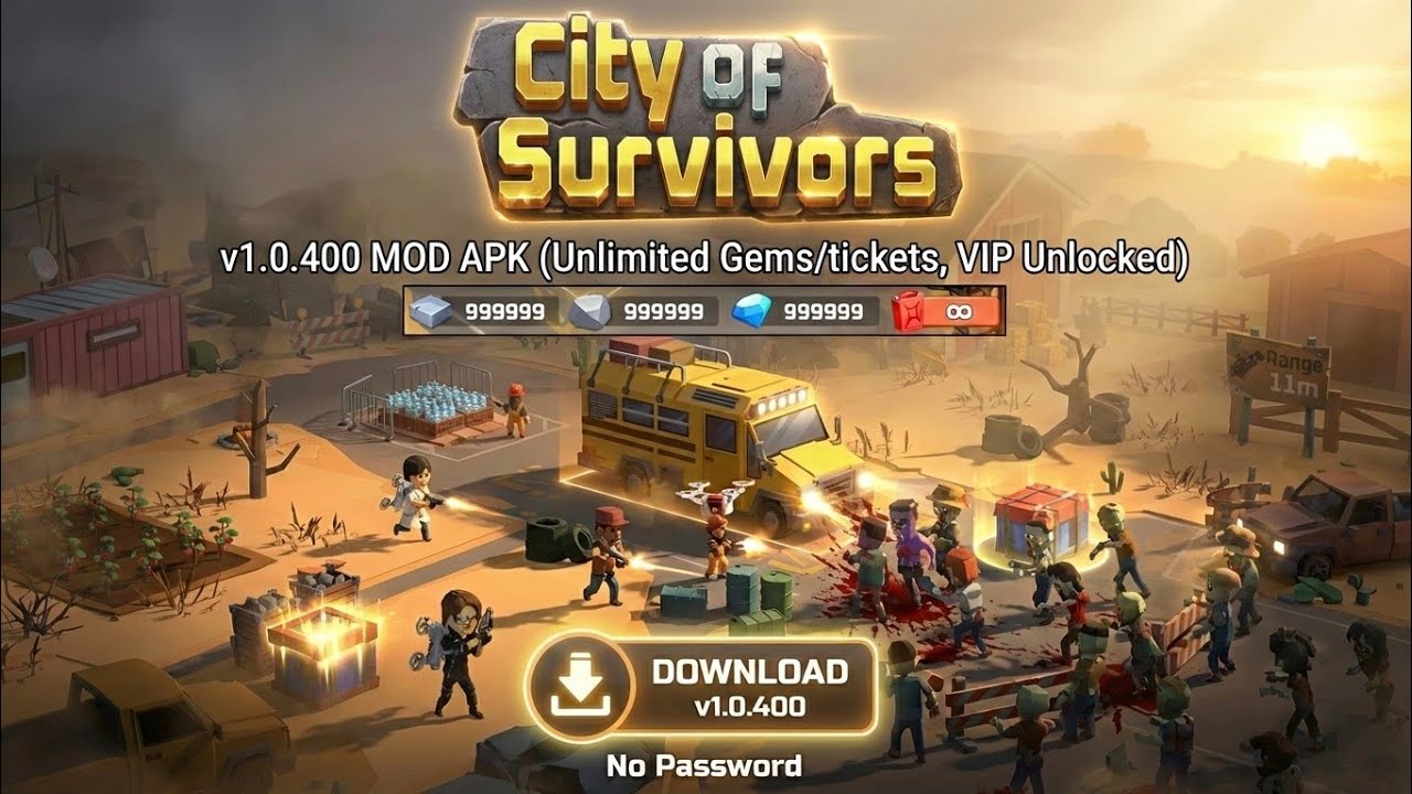 1.0.400 City Of Survivors MOD APK Latest Version | Unlimited Gems tickets VIP Unlocked