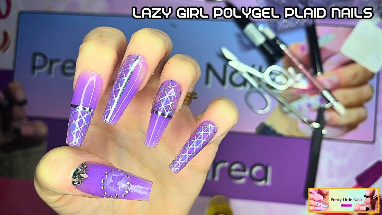 Pretty Little Nailz: The Lazy Girl Polygel/Femi Beauty Method | Plaid Nail Tutorial