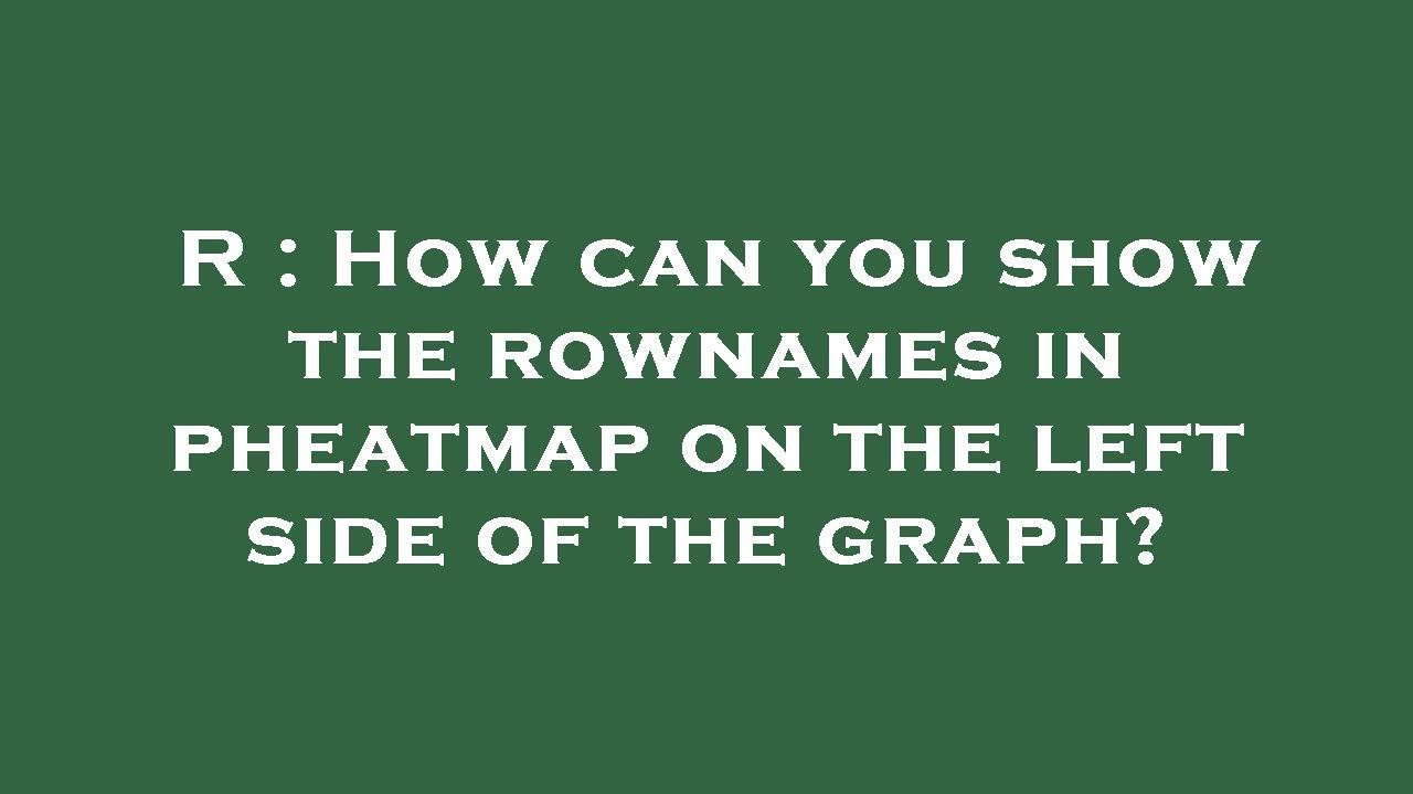 R : How can you show the rownames in pheatmap on the left side of the graph?