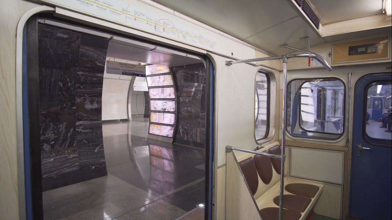 Russia, Moscow, metro night ride from Фонвизинская to Бутырская