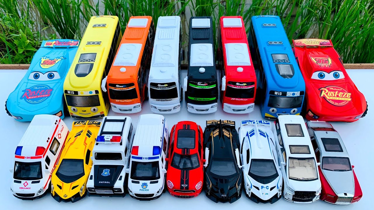 Mobil Mobilan Mcqueen, Bus tayo, Bus Basuri, Mobil Polisi, Mobil Ambulan, Mobil Balap, Damkar #8560