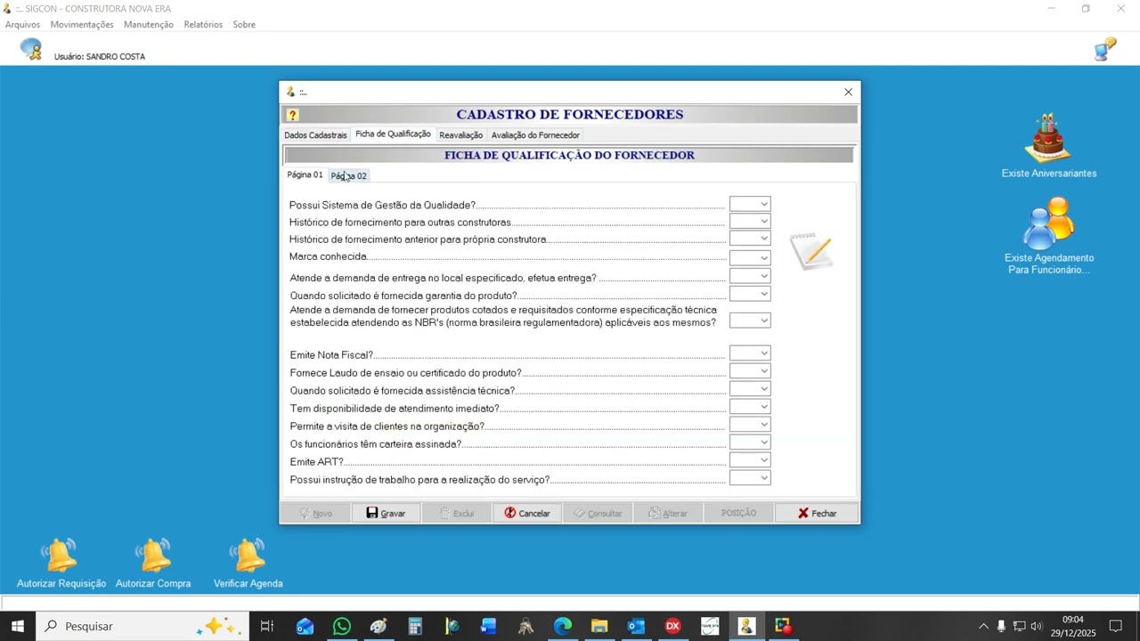 Aula Cadastro de Fornecedores