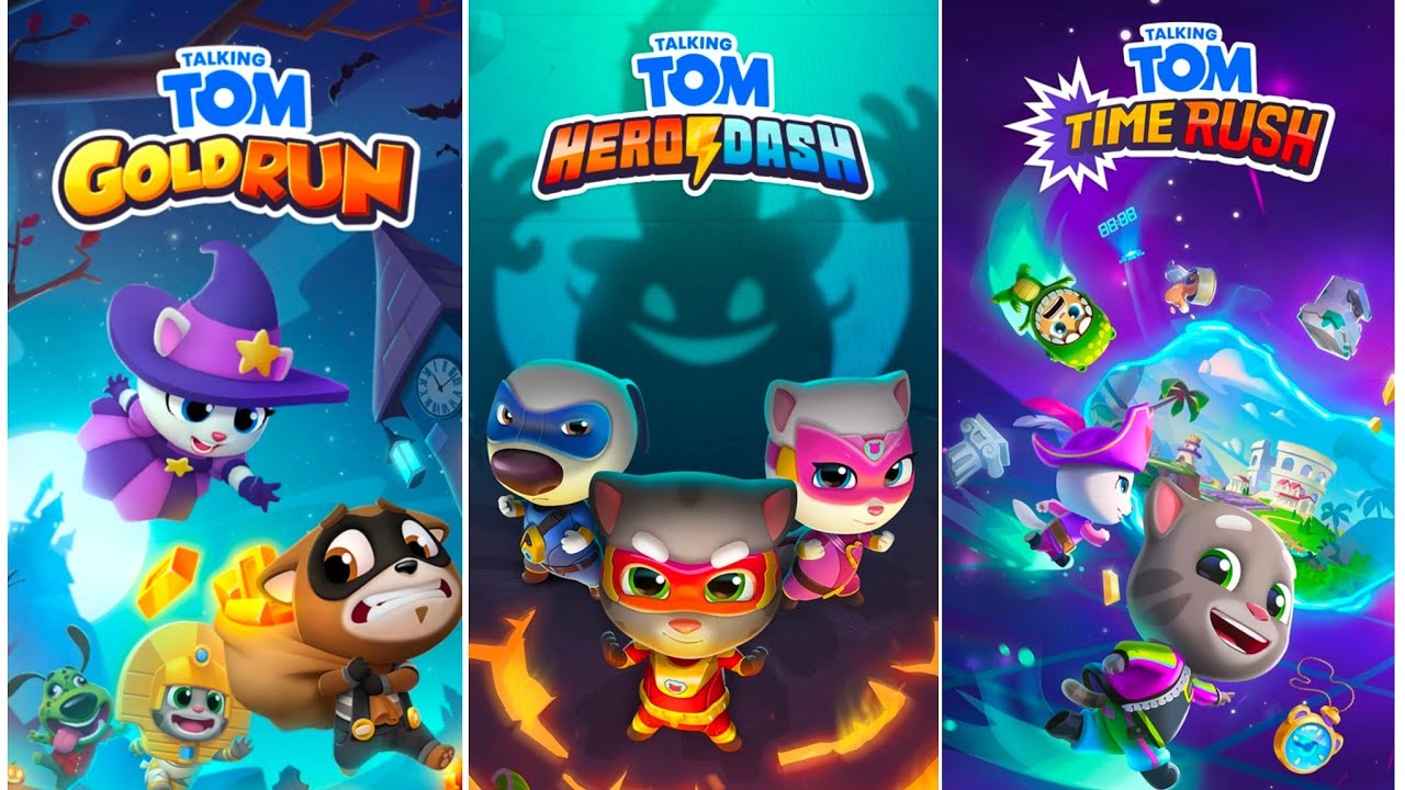Talking Tom Gold Run VS Talking Tom Hero Dash VS Talking Tom Time Rush _Full walkthrough - Gameplay