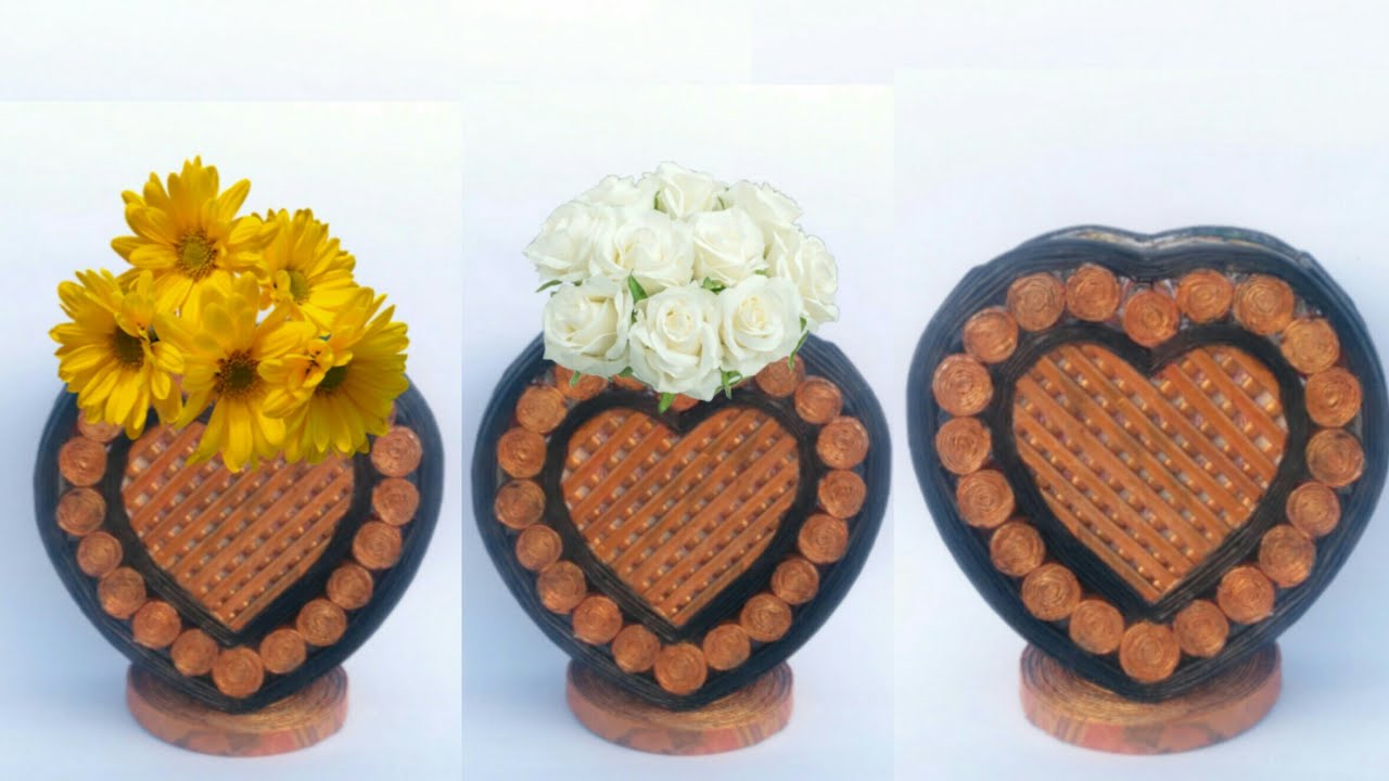 Newspaper flower vase | flower vase making | newspaper craft | HMA##215