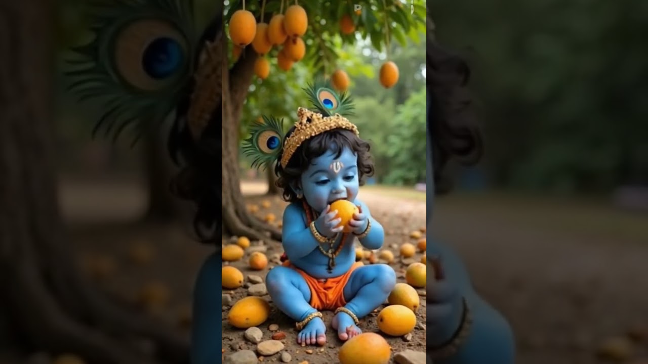 Krishna & mango #cartoon #animation #funny #trending #krishna #kanah #radhakrishna #mango #fruit