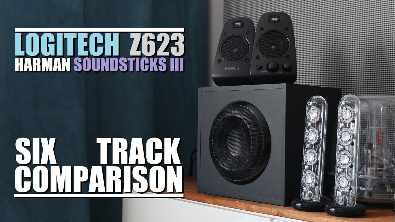Harman Kardon SoundSticks III vs Logitech Z623  ||  6-Track Comparison