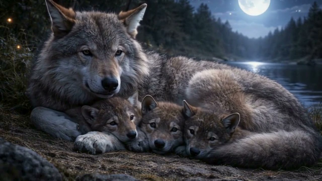 Gentle Wolves & Their Pups 🌙 | Calm Bedtime Nature for Kids | Gentle Giants & Babies