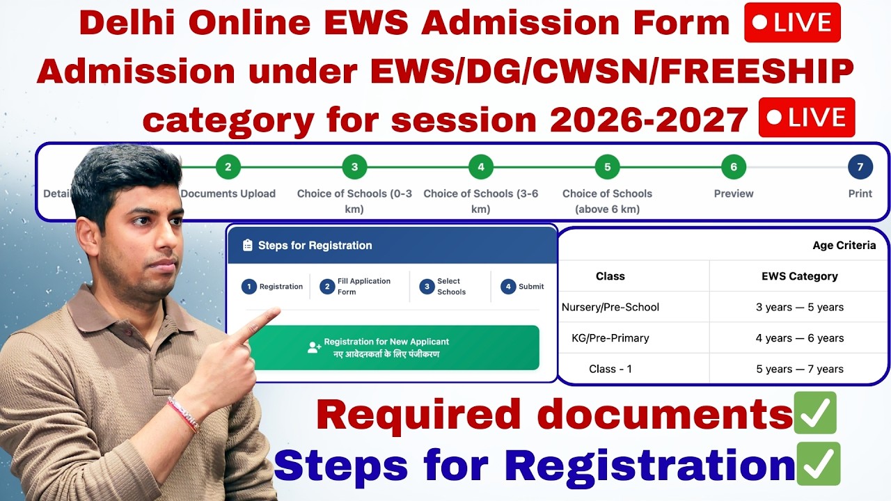 Online Admission Form under EWS/DG/CWSN/FREESHIP category for session 2026-2027 ✅ | DELHI EWS ADMIS