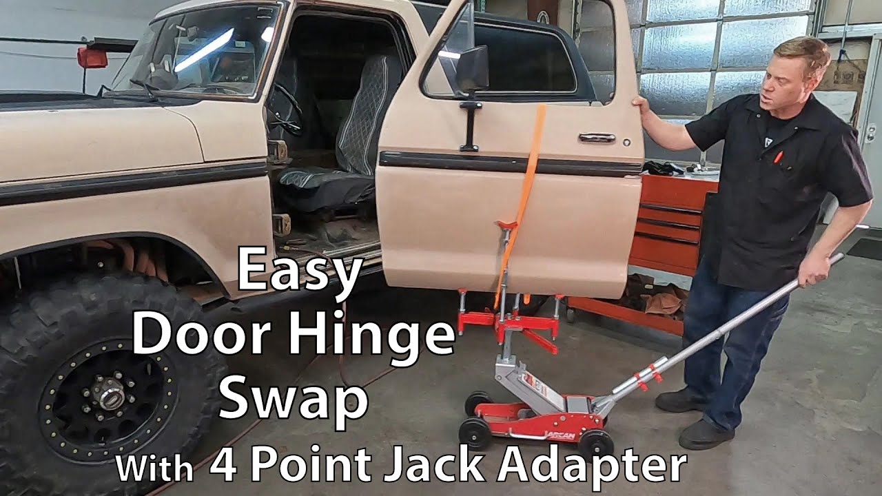 Easy Door Hinge replacement - 4 Point Floor Jack Adapter - Ford Bronco restoration