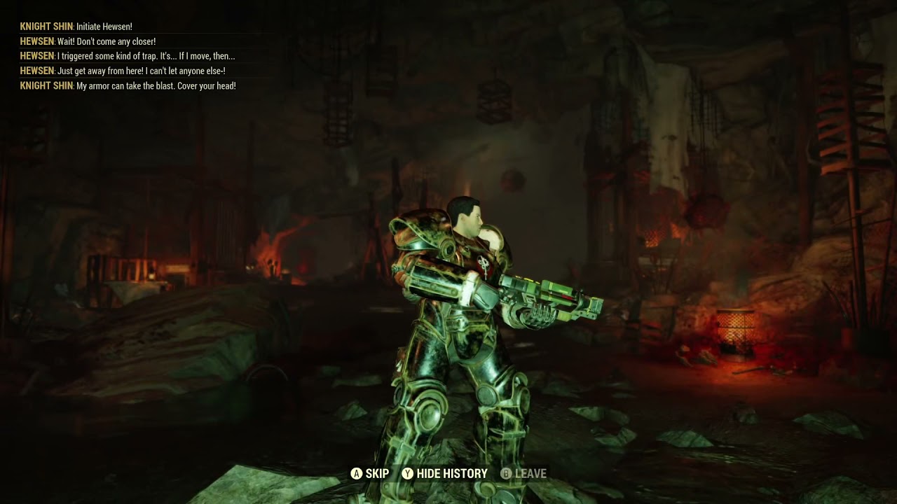 Cool Knight Shin scene during dialogue sequence - Fallout 76 Steel Reign