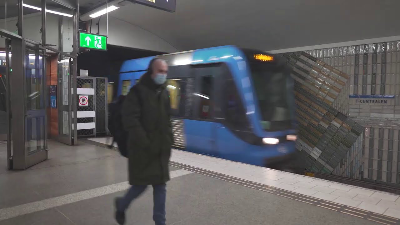 Sweden, Stockholm, Subway night ride from T-Centralen to Fruängen