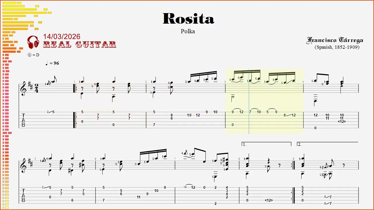 Tarrega, Rosita (with TAB), guitar
