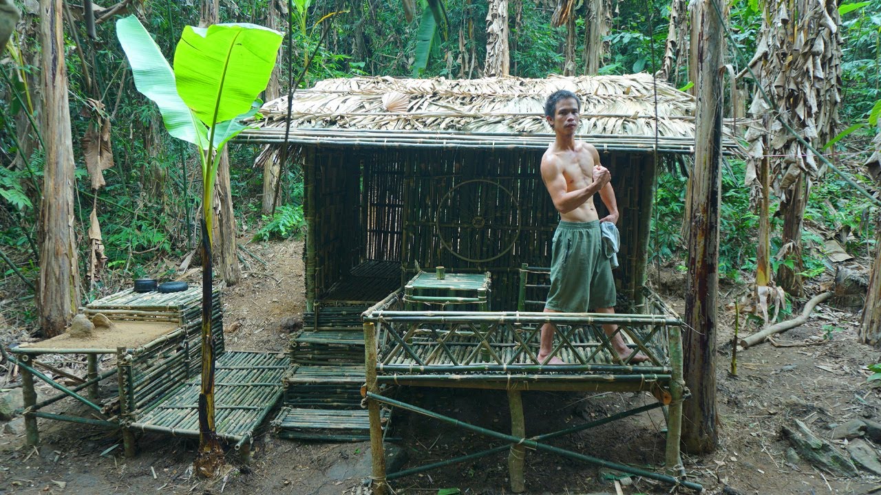 CT Forest Life - Building a house in the forest | Finishing the kitchen and swimming pool