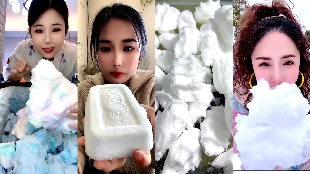 ASMR WHITE ICE EATING / REAL SNOW ICE / FREEZER FROST EAT 