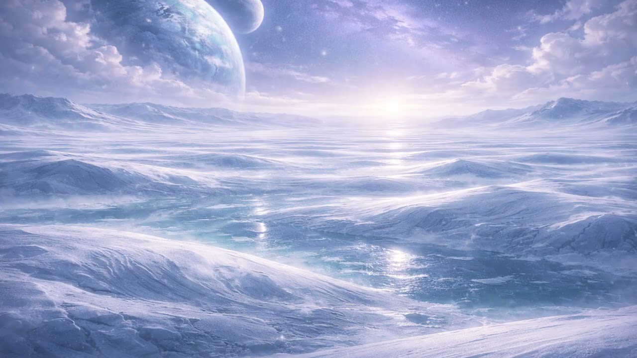 Ambient Space Sounds for Sleep | Polar Ice Flats | 2 Hours