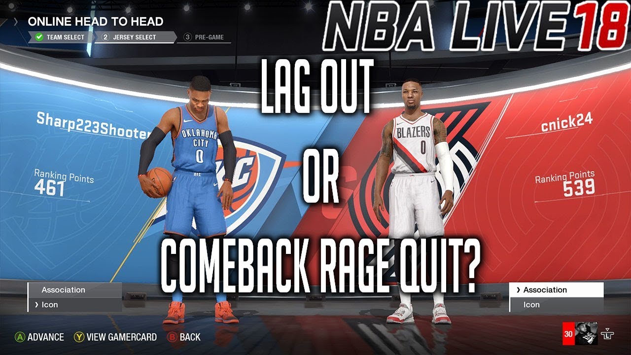 NBA LIVE 18 ONLINE HEAD 2 HEAD - LAG OUT OR COMEBACK RAGE QUIT? - LILLARD VS WESTBROOK #KEEPSIMALIVE