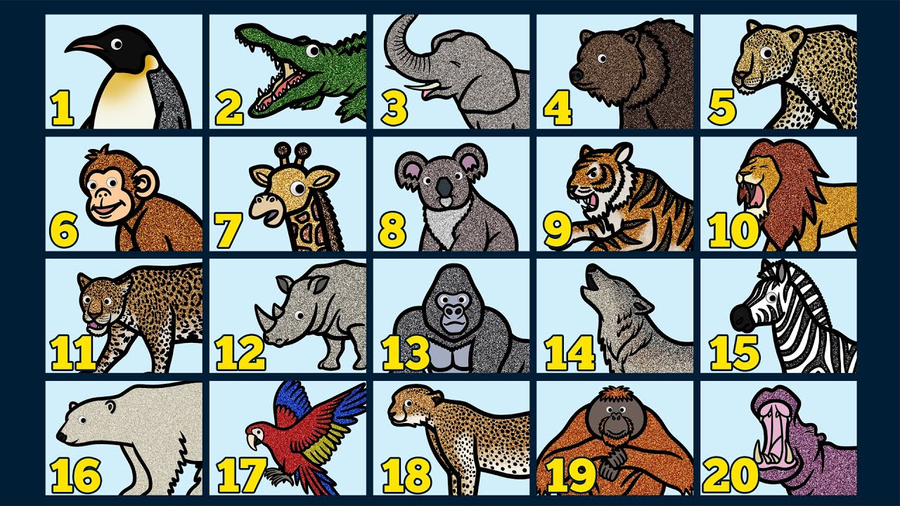 Counting 1 to 20 | Learn to Count Numbers | Learn Names of 20 Animals with Glitter & Googly Eyes