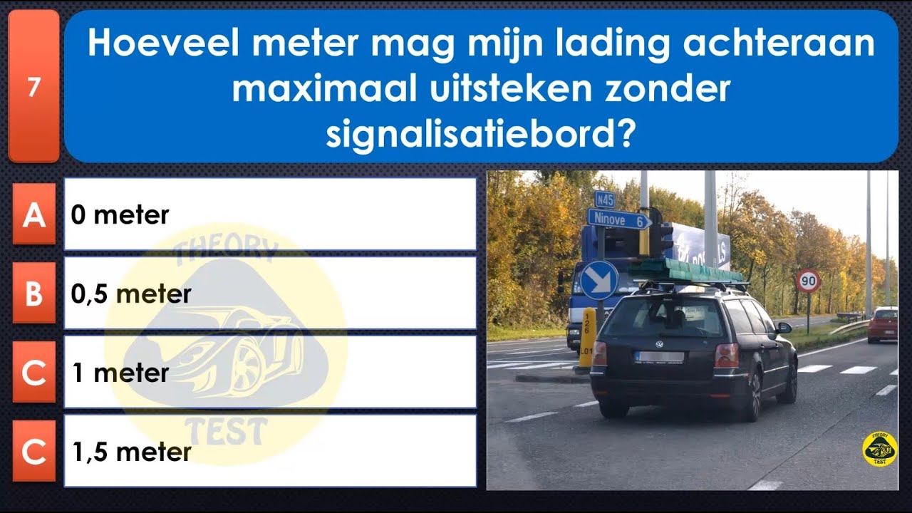 rijbewijs theorie examen belgie 2024 - Lading, pech en ongeval