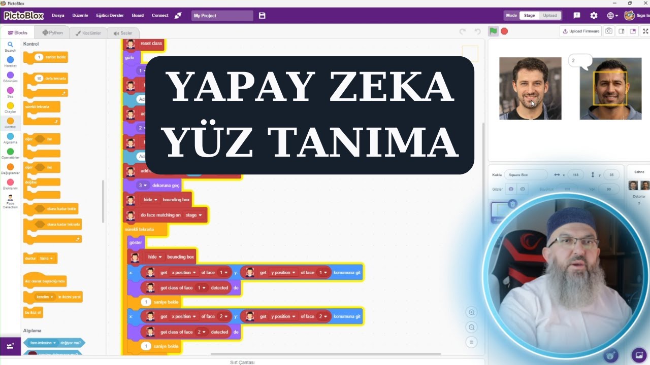 PictoBlox-Bölüm6-Yapay Zeka Yüz Tanıma Sistemi