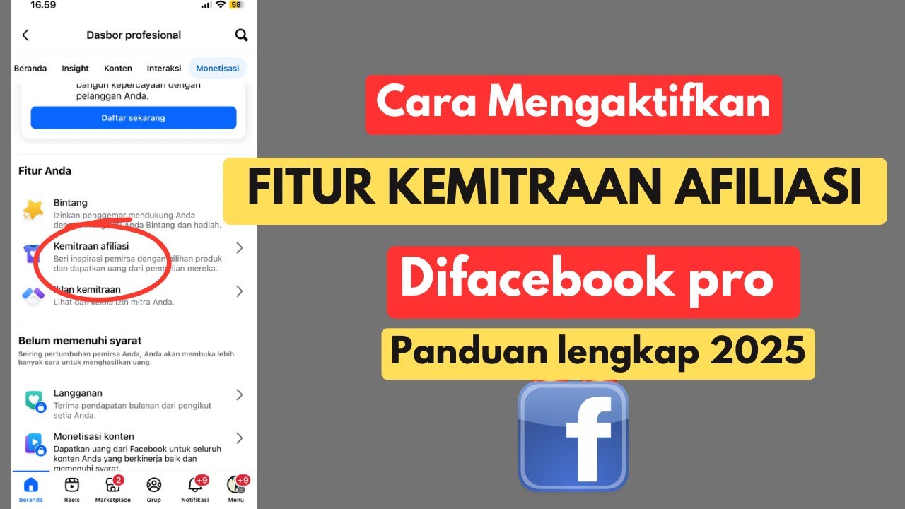 Cara Mengaktifkan Fitur Kemitraan Afiliasi di Facebook | Panduan Lengkap Monetisasi FB 2025