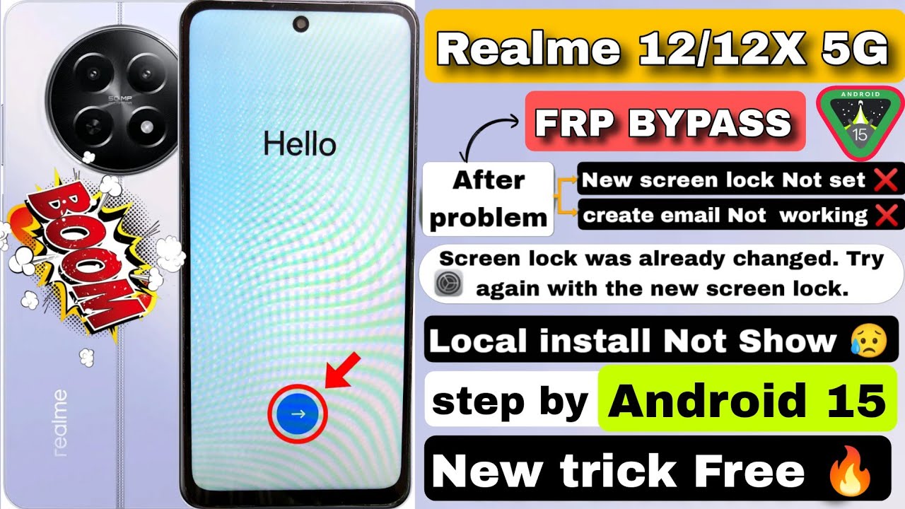 Android 15 || Realme 12x 5G FRP BYPASS || Realme 12x 5G Google Account BYPASS without PC | new trick