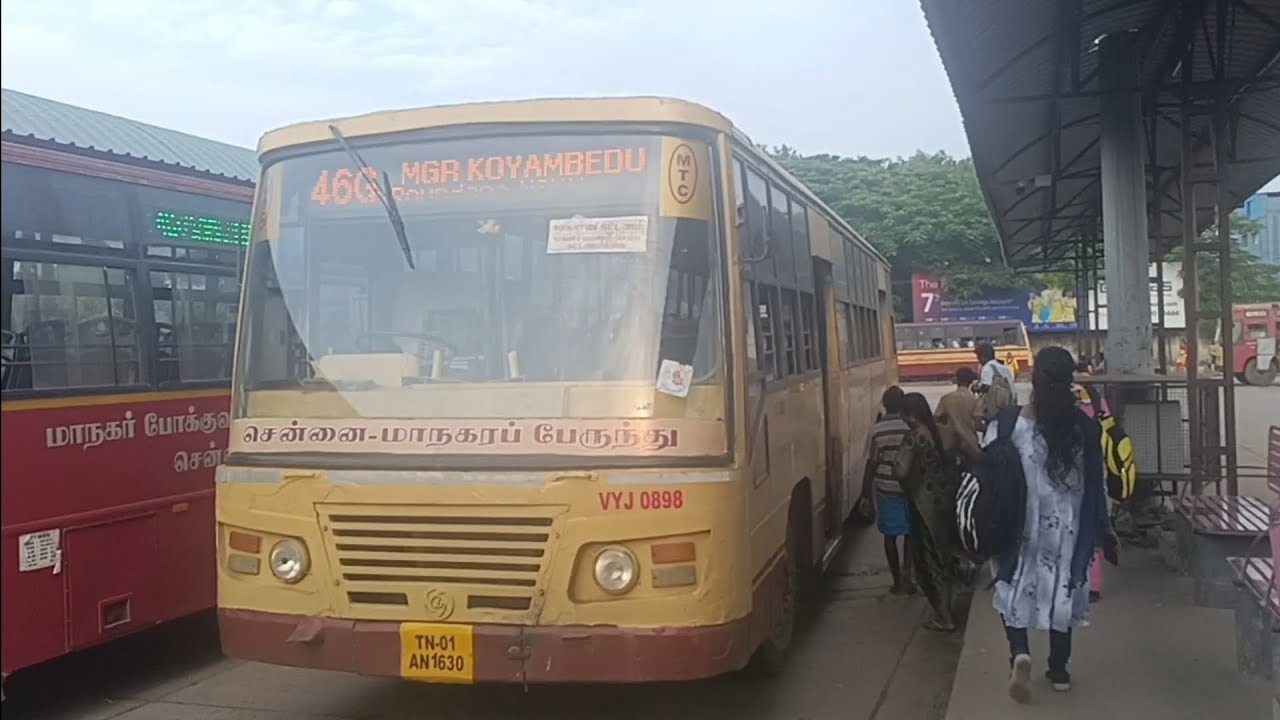 46G CMBT(KOYAMBEDU) - AMBEDKAR COLLEGE VYASARPADI,VIA.,Gandhi nagar,Icf,syani MTC BUS TRAVEL.❤️✨
