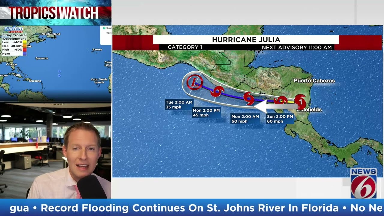 Tropics Watch: Hurricane Julia makes landfall in Central America