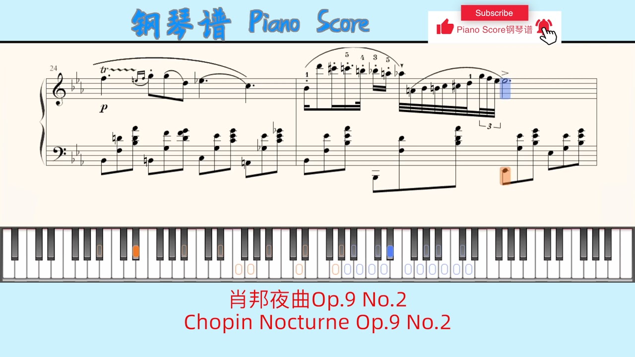 肖邦夜曲Op.9 No.2🎹Chopin Nocturne Op.9 No.2🎹Piano Score钢琴谱/指法