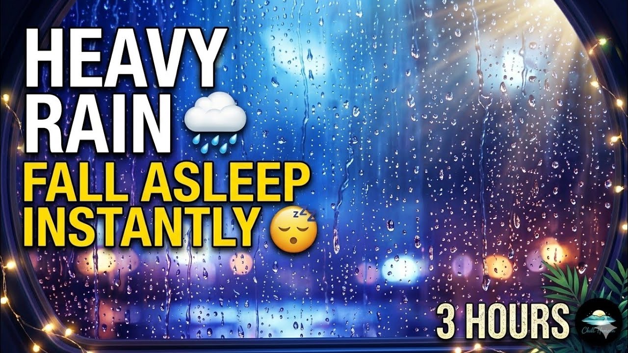 Heavy Rain on Window 🌧 3 Hours Rain Sounds for Deep Sleep #rain #heavyrain #sleep #yoga #viral #fyp