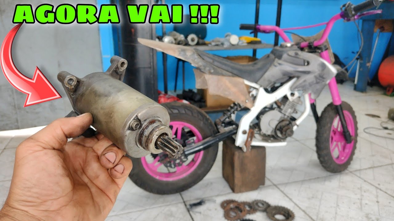 PROJETO PARTIDA ELÉTRICA NO MOTOR 2 TEMPOS | INSTALANDO UMA PARTIDA de moto 125 será que cabe ???
