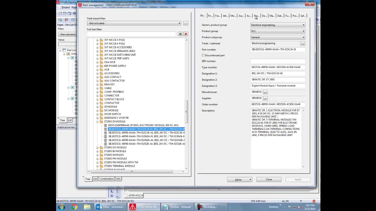Eplan- Generate component-based part list by using filter function.