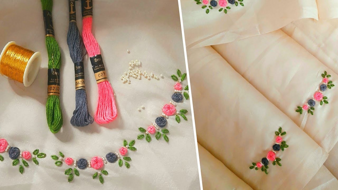 Beautiful Hand embroidery work for saree