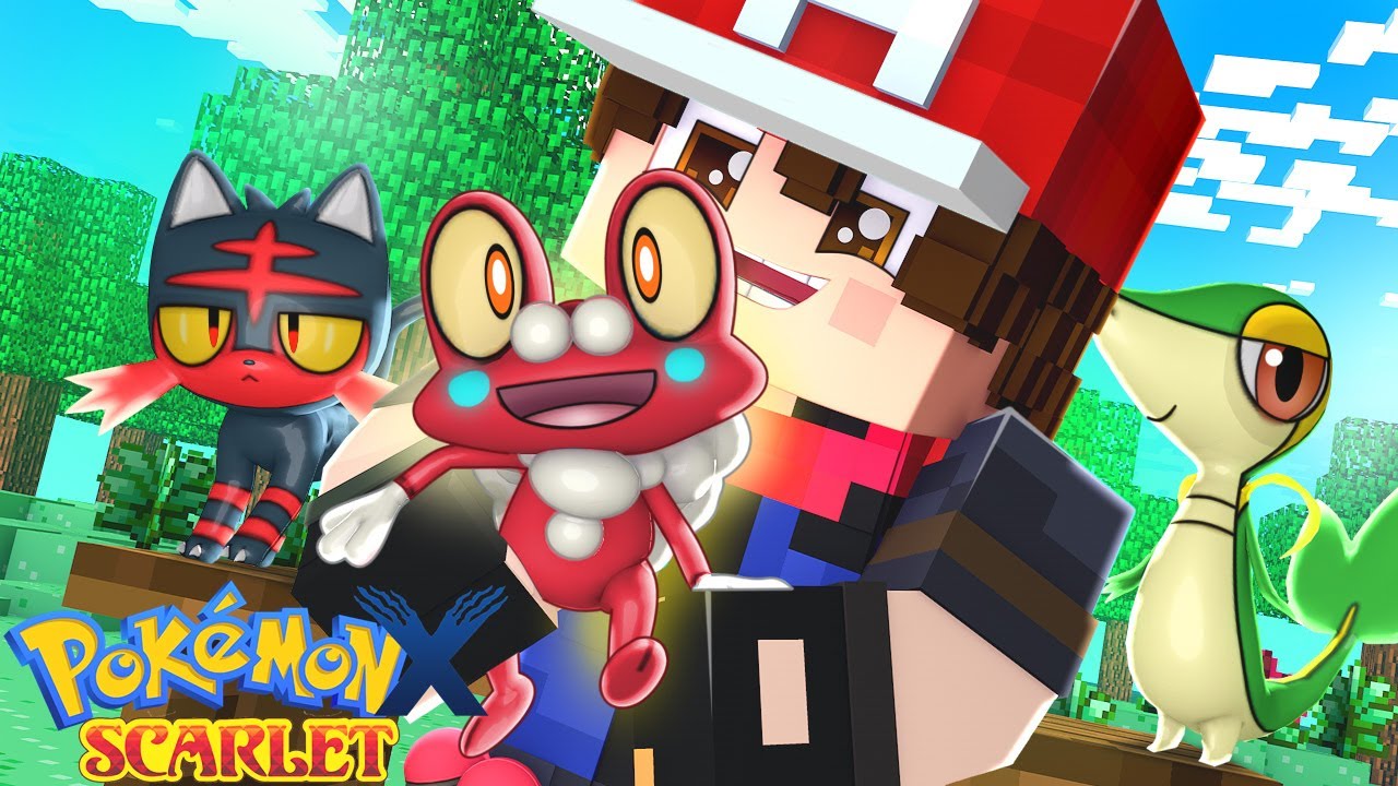 Minecraft : Pokemon X Scarlet 🟥 : MEU POKÉMON INICIAL é um FROAKIE DE FOGO ? EP 1