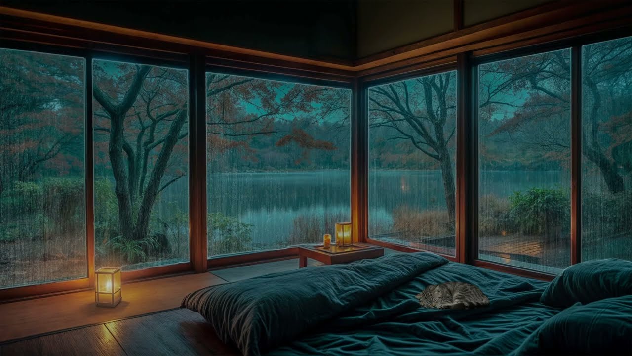 🌧️Quiet Rain by the Lakeside Japanese Room | Emotional Yet Grounded Zen Ambience for Deep Relaxation
