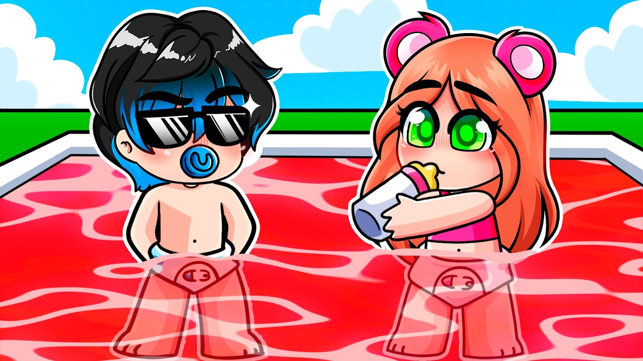 SALTAMOS a la PISCINA de GELATINA MÁS GRANDE del MUNDO siendo BEBÉS 👶 Roblox