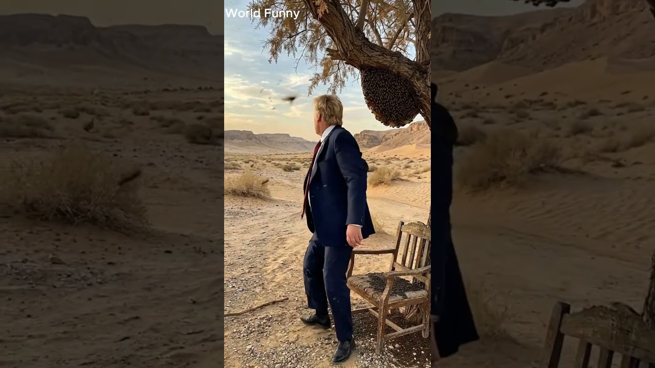 😱 Beehive Attack on Trump! 🐝😂 #shorts #funny #trump #comedy #viral #meme