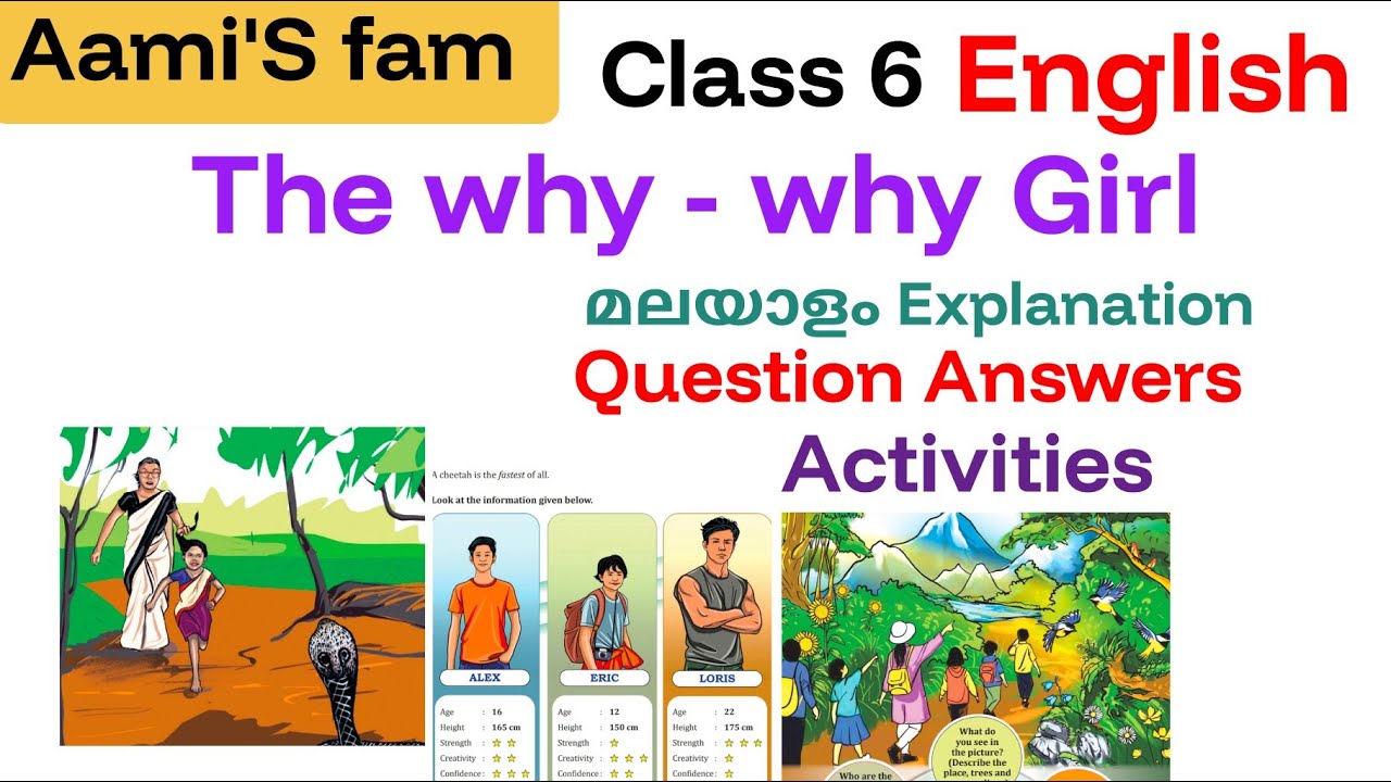 Class 6 - English - The why why girl - malayalam explanation - Question answers - Activities 