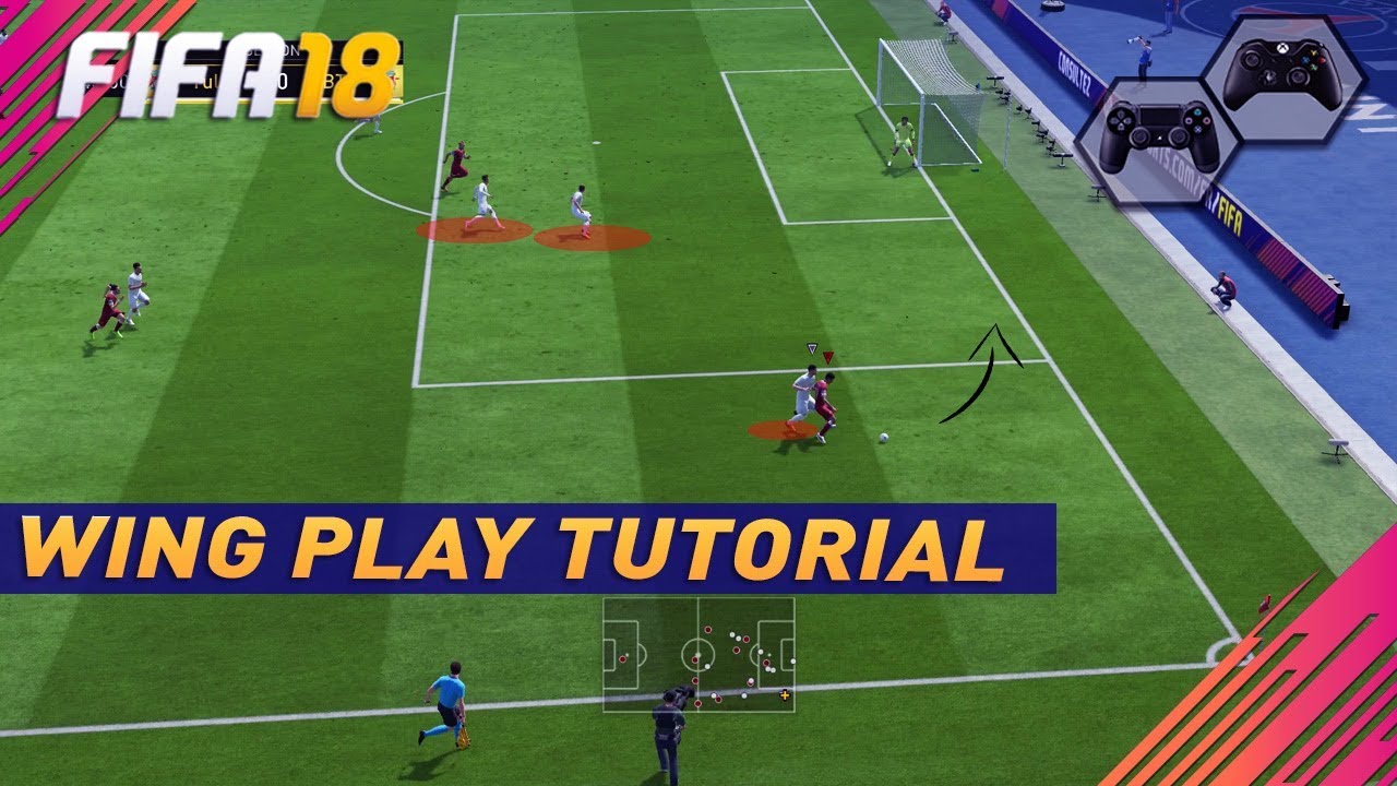 FIFA 18 BEST WING PLAY TECHNIQUE TO SCORE GOALS  - TUTORIAL - BEST TRICKS TO USE ON THE WING !!!