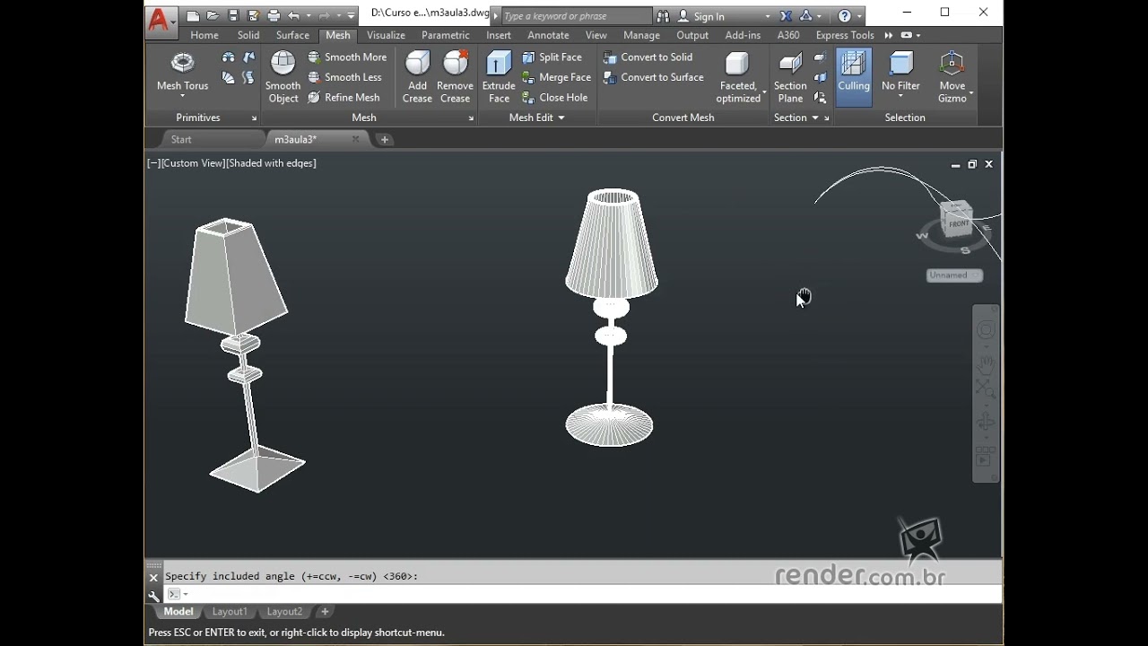 15 - Modeling Mesh with Revsurf, Edgesurf, Rulesurf, Tabsurf | AutoCAD 2017 3D Modeling Techniques